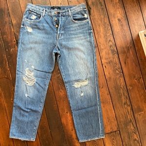 J Brand Ivy High Rise Bleached Wreck  Jeans 28